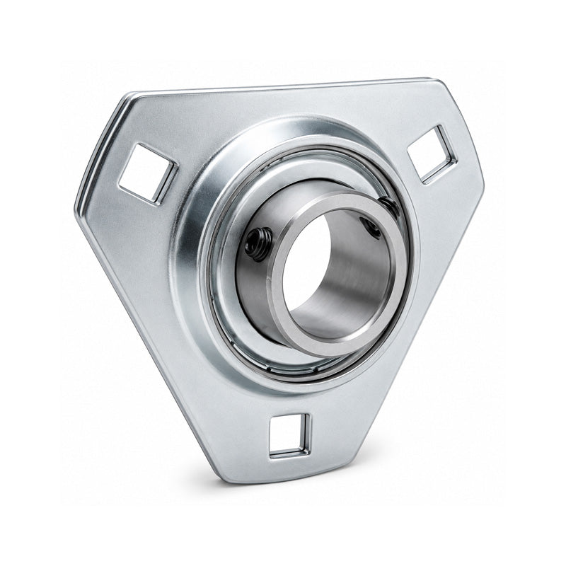 RHP SLFT1-3/8 Pressed Steel 3 Bolt Triangle Flange Housing and 1-3/8 inch Bore Insert