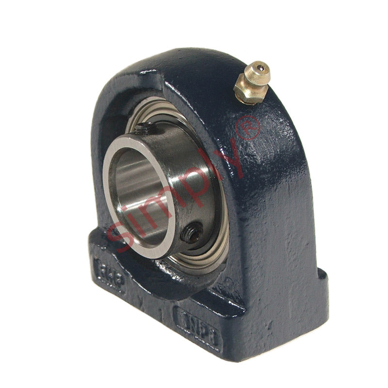 RHP SNP1-1/4A Threaded Base Small Footprint Pillow / Plummer Block and 1-1/4 inch Bore Grub Screw Flat Back Insert
