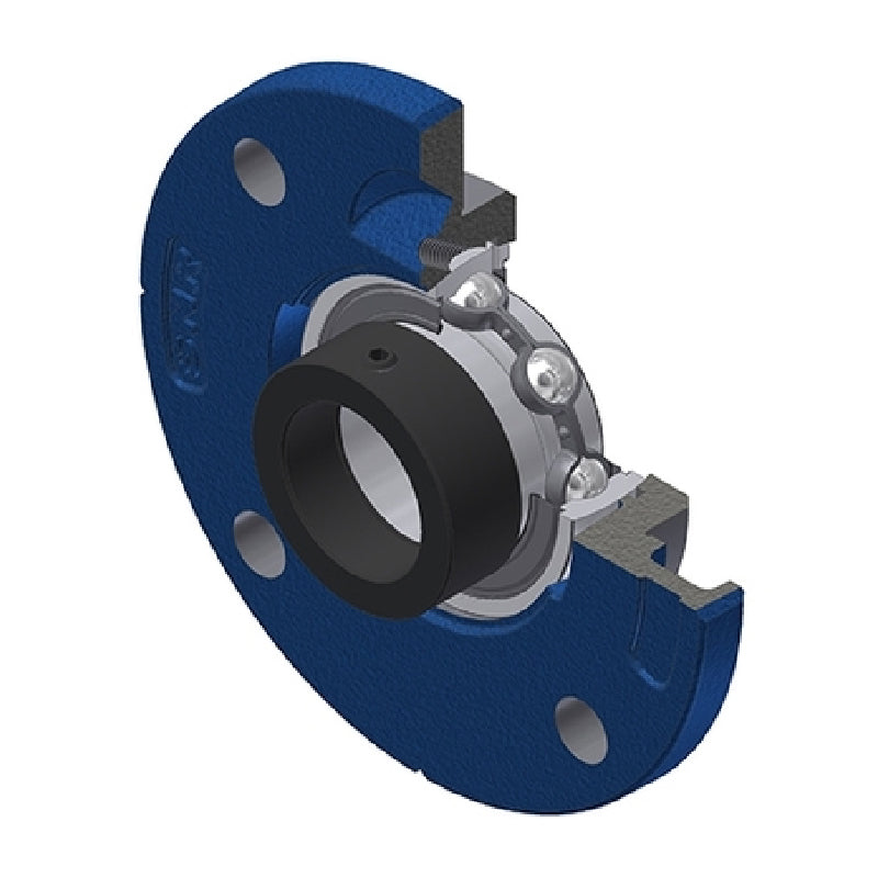 SNR ESFCE211 Metric Four Bolt Cast Iron Round Flanged Housing with 55mm Eccentric Collar Insert - Allow 2-3 Days