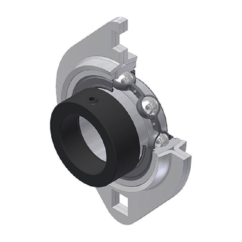 SNR ESPFL202 Metric Two Bolt Oval Pressed Steel Bearing Housing with 15mm Eccentric Collar Insert - Allow 2-3 Days