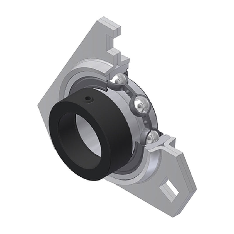 SNR ESPFT207 Metric Pressed Steel 3 Bolt Triangle Flange Housing with 35mm Bore Eccentric Collar Insert - Allow 2-3 Days