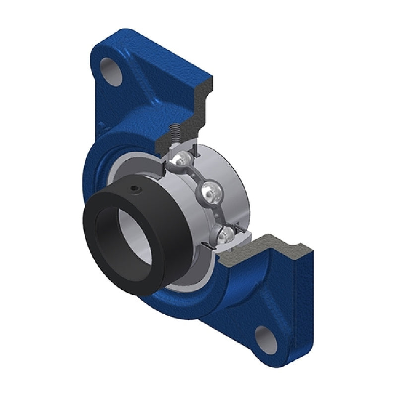 SNR EXF317 Metric Four Bolt Square Cast Iron Flange Housing with 85mm Bore Eccentric Collar Insert - Allow 2-3 Days