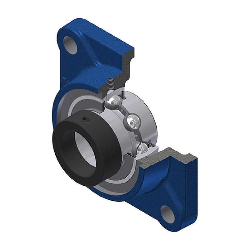 SNR EXF204N Metric Four Bolt Square Cast Iron Flange Housing with 20mm Bore Eccentric Collar Insert - Allow 2-3 Days