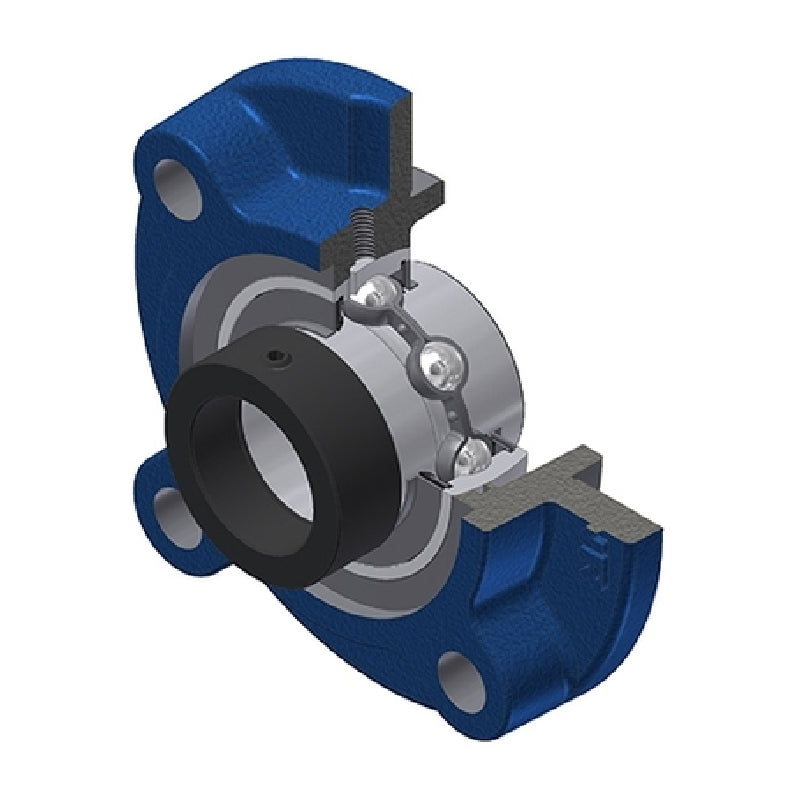 SNR EXFC213N Metric Four Bolt Cast Iron Round Flanged Housing with 65mm Eccentric Collar Insert - Allow 2-3 Days