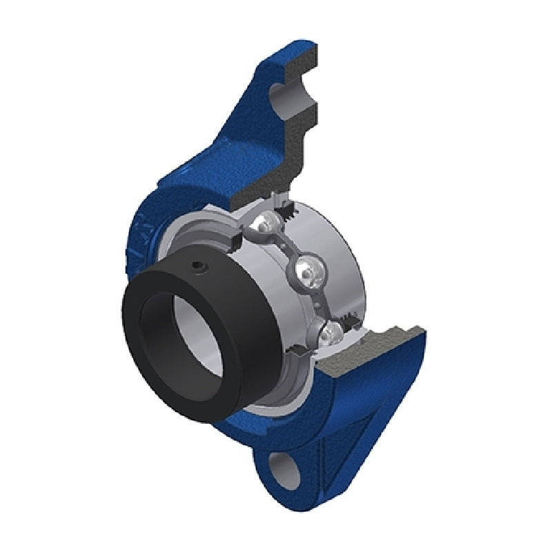 SNR EXFLE210L3 Metric Two Bolt Cast Iron Oval Housing with 50mm Bore Eccentric Collar Insert with Triple Lip Seal - Allow 2-3 Days