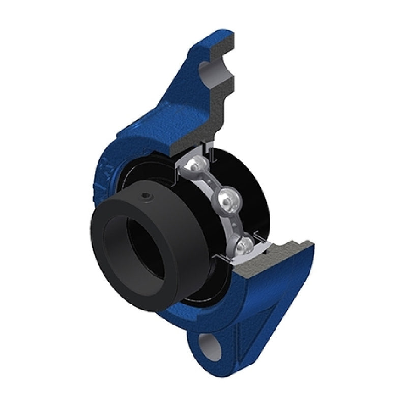 SNR EXFLE210T20 Metric Two Bolt Cast Iron Oval Housing with 50mm Bore Eccentric Collar Insert Wide Temperature Version - Allow 2-3 Days