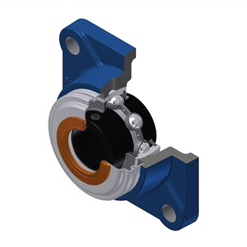 SNR UCF208CCT20 Metric Four Bolt Square Cast Iron Flange Housing with 40mm Bore Insert with Steel Plate Cover - Closed Version - Wide Temperature Version - Allow 2-3 Days
