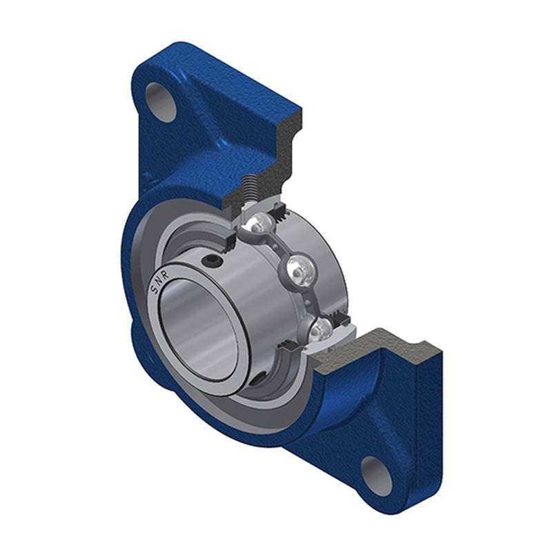 SNR UCF207NL3 Metric Four Bolt Square Cast Iron Flange Housing with 35mm Bore Insert with Triple Lip Seal - Allow 2-3 Days