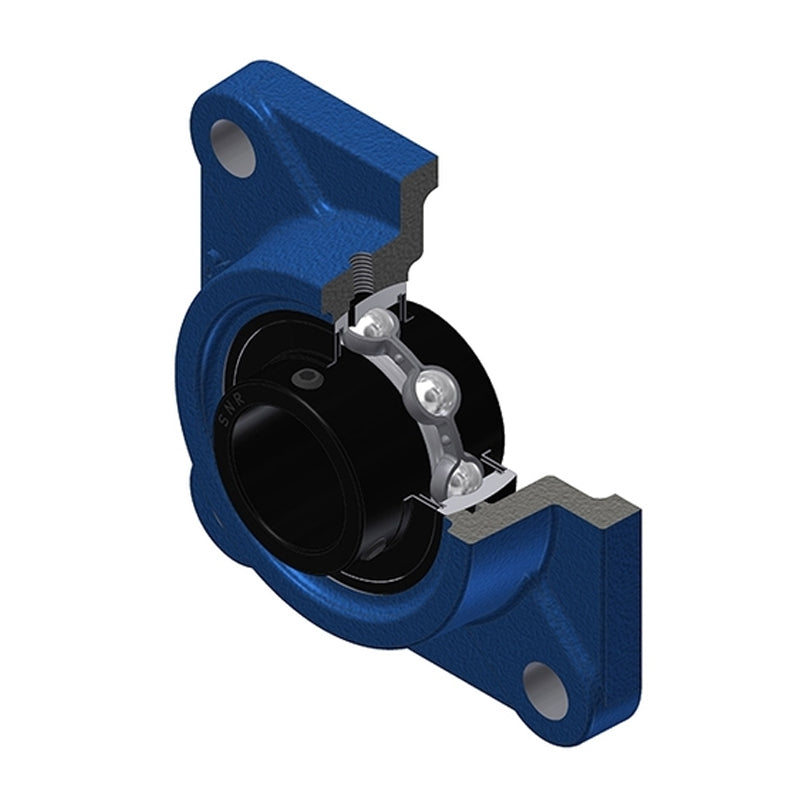 SNR UCF216T20 Metric Four Bolt Square Cast Iron Flange Housing with 80mm Bore Insert Wide Temperature Version - Allow 2-3 Days