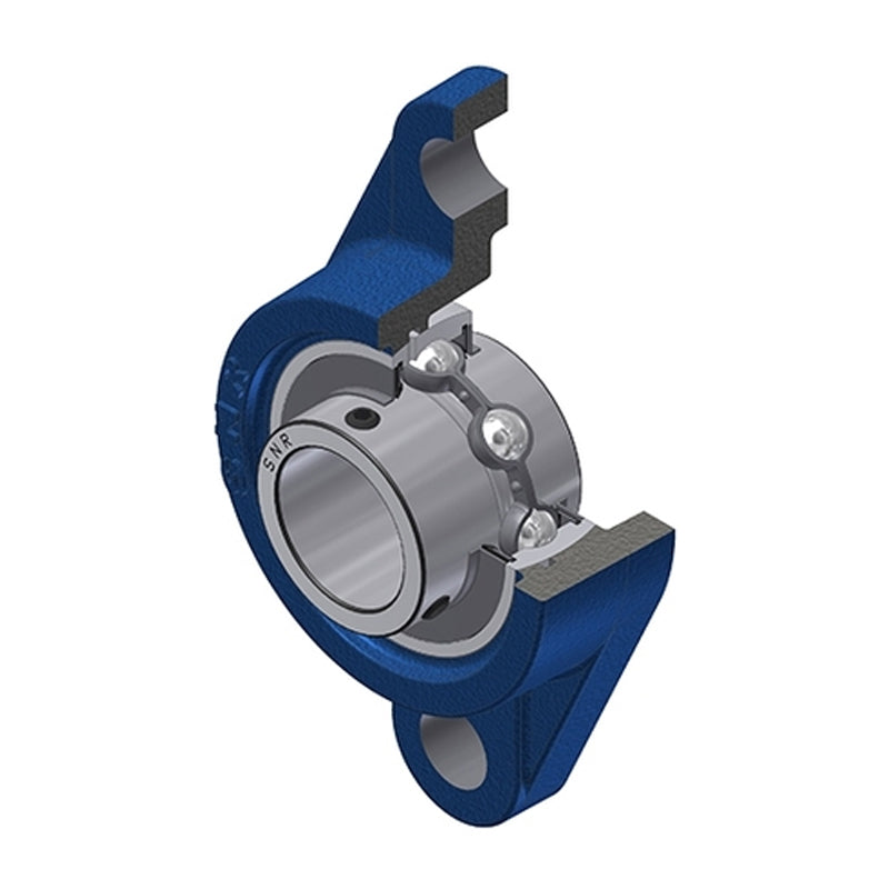 SNR UCFL205 Metric Two Bolt Oval Cast Iron Flange Housing with 25mm Bore Insert
