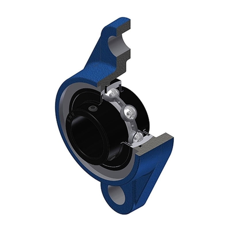 SNR UCFL206NT20 Metric Two Bolt Oval Cast Iron Flange Housing with 30mm Bore Insert Wide Temperature Version - Allow 2-3 Days