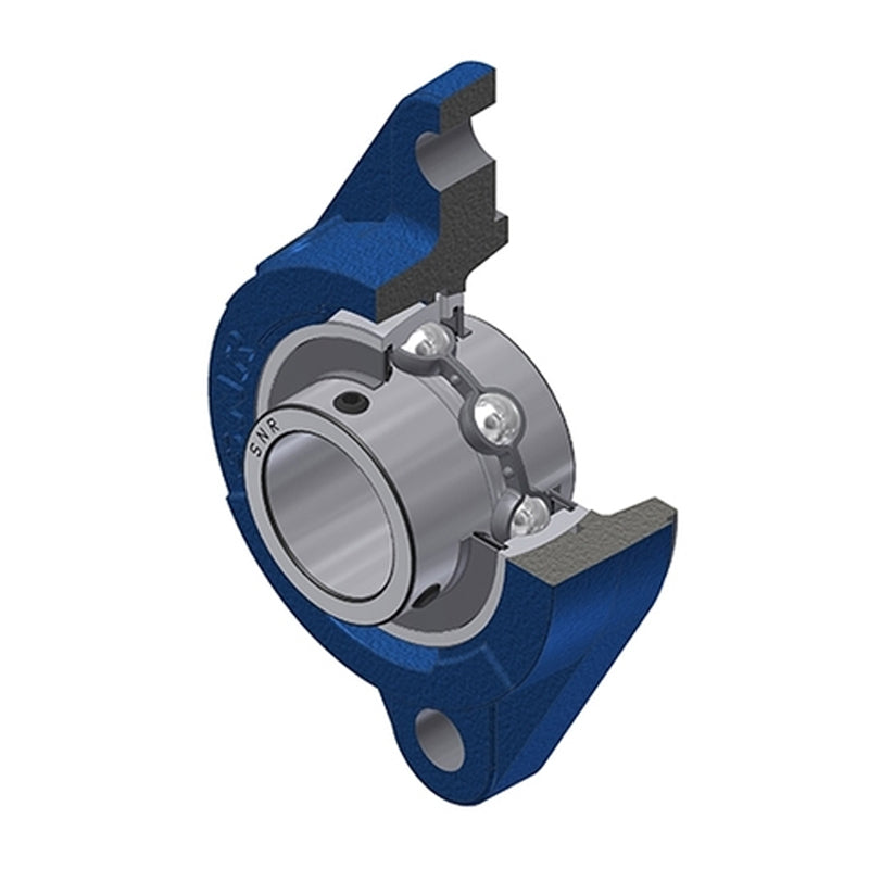 SNR UCFLZ207 Metric Two Bolt Oval Cast Iron Flange Housing with 35mm Bore Insert - Allow 2-3 Days