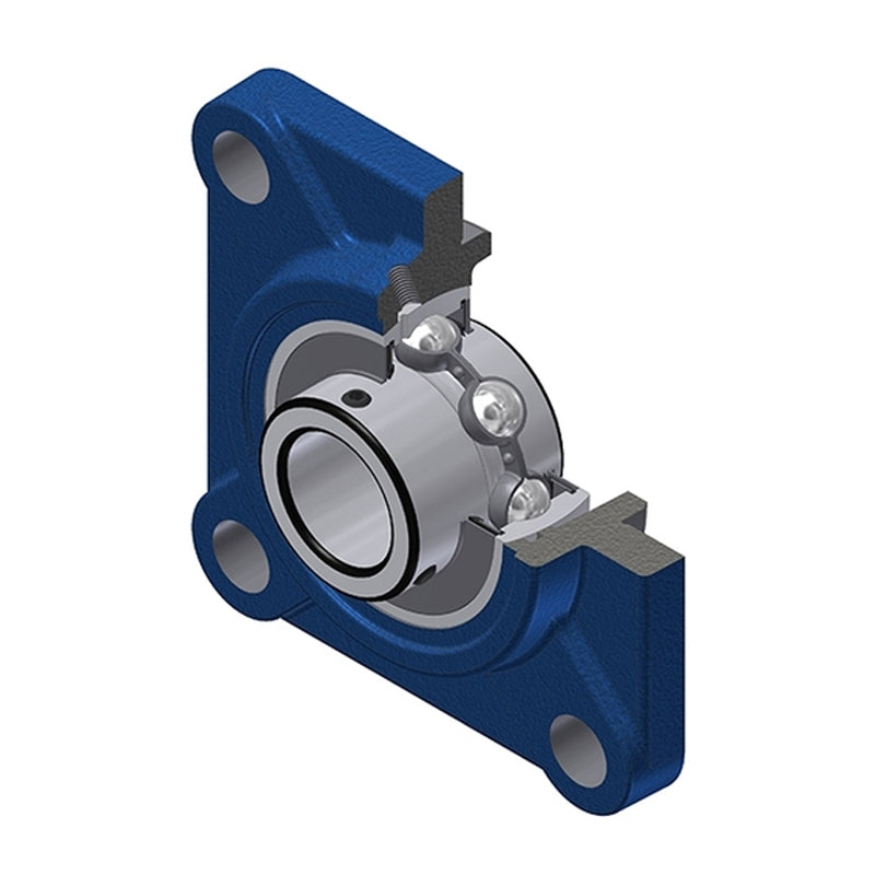 SNR UCFS319 Metric Four Bolt Square Cast Iron Flange Housing with 95mm Bore Insert - Allow 2-3 Days