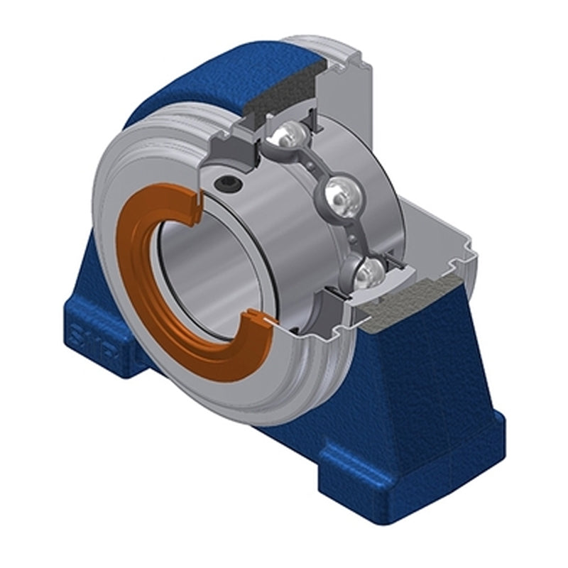 SNR UCPAE201CO Threaded Base Small Footprint Metric Pillow / Plummer Block Housing Supplied with 12mm Bore Insert with Narrow Steel Plate Cover - Open Version - Allow 2-3 Days