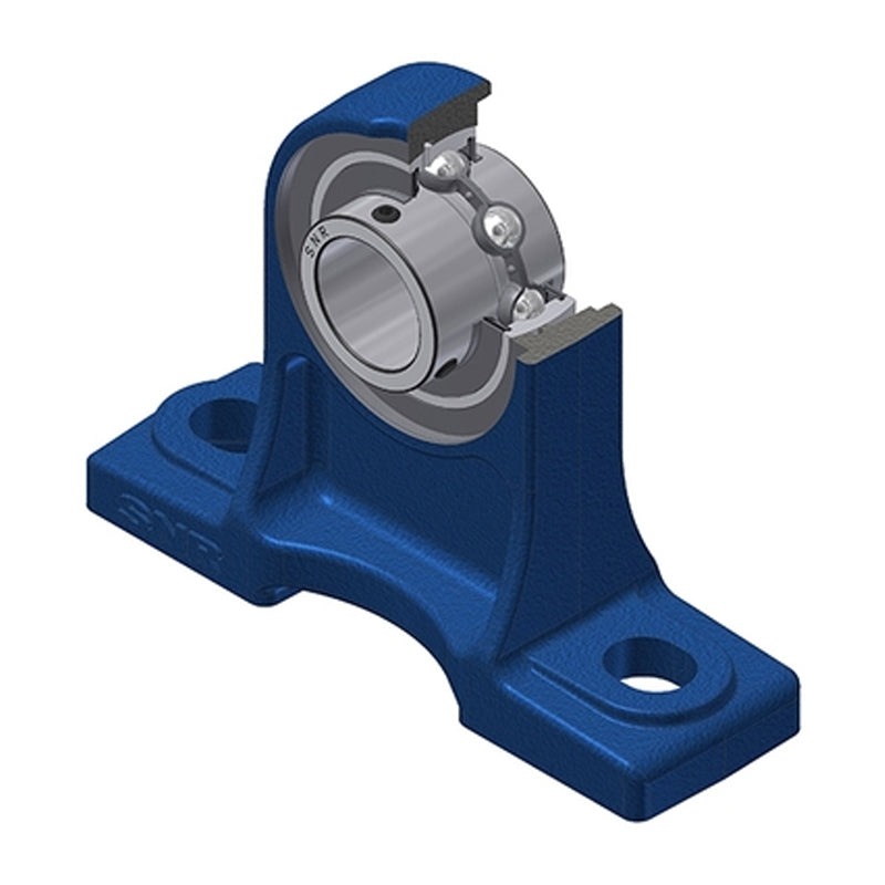 SNR UCPH202N Metric Cast Iron High Centre Height Two Bolt Pillow / Plummer Block Housing with 15mm Bore Insert - Allow 2-3 Days