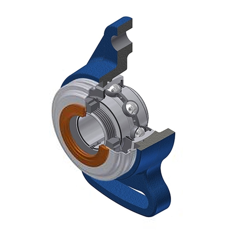 SNR UKFA211HCC Metric Cast Iron Adjustable Flange Housing with Narrow Steel Plate Cover - Closed Version - Insert and Adaptor Sleeve Fits 50mm Shaft - Allow 2-3 Days