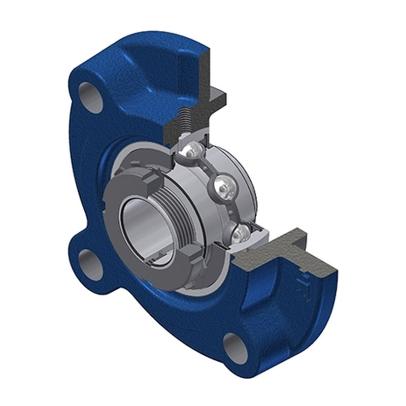 SNR UKFC218H Metric Four Bolt Cast Iron Round Flanged Housing Insert and Adaptor Sleeve Fits 80mm Shaft - Allow 2-3 Days