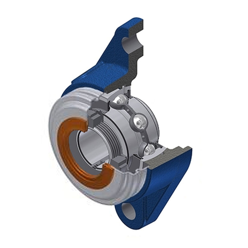 SNR UKFLE205HCO Metric Two Bolt Cast Iron Oval Housing with Narrow Steel Plate Cover - Open Version - Insert and Adaptor Sleeve Fits 20mm Shaft - Allow 2-3 Days