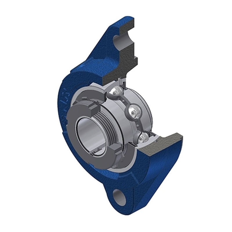 SNR UKFLZ207H Metric Two Bolt Cast Iron Oval Housing Insert and Adaptor Sleeve Fits 30mm Shaft - Allow 2-3 Days