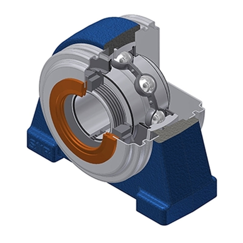 SNR UKPAE205HCC Threaded Base Small Footprint Metric Pillow / Plummer Block Housing with Narrow Steel Plate Cover - Closed Version - Insert and Adaptor Sleeve Fits 20mm Shaft - Allow 2-3 Days