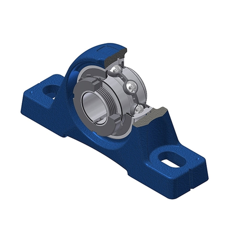 SNR UKPE212H Metric Cast Iron Two Bolt Pillow / Plummer Block Housing Insert and Adaptor Fits 55mm Shaft - Allow 2-3 Days