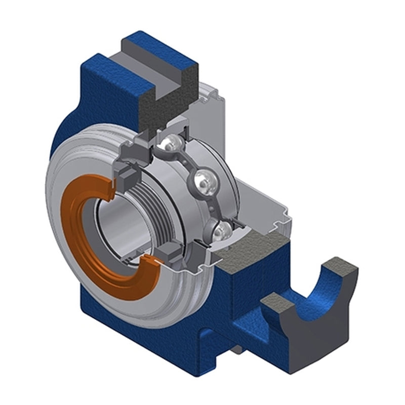 SNR UKT205HCO Metric Cast Iron Take Up Unit Insert with Narrow Steel Plate Cover and Adaptor Sleeve Fits 20mm Shaft - Open Version - Allow 2-3 Days
