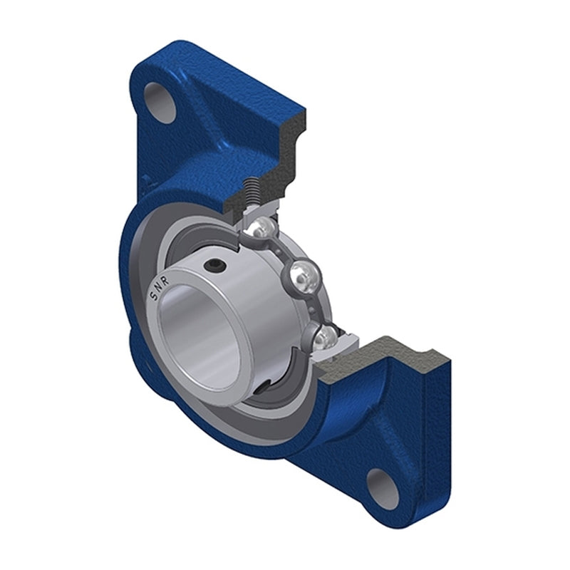 SNR USF207N Metric Four Bolt Square Cast Iron Flange Housing with 35mm Bore Insert - Allow 2-3 Days