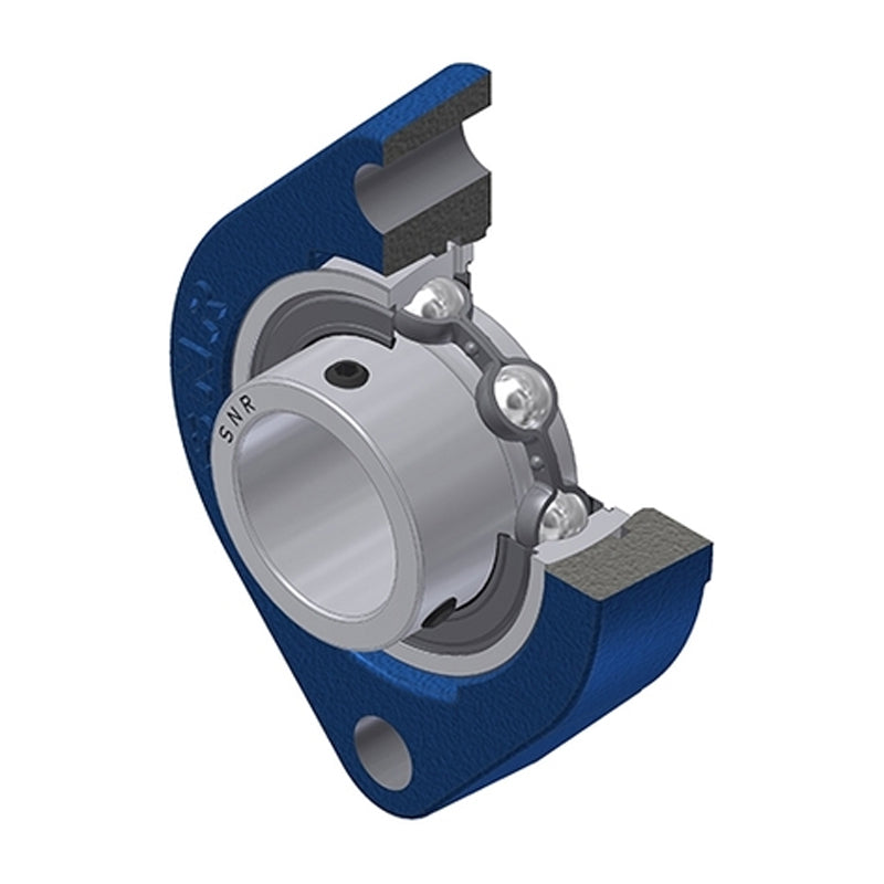 SNR USFD208 Metric Two Bolt Oval Cast Iron Flange Housing with 40mm Bore Insert - Allow 2-3 Days