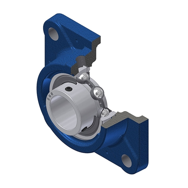 SNR USFE203 Metric Four Bolt Square Cast Iron Flange Housing with 17mm Bore Insert - Allow 2-3 Days