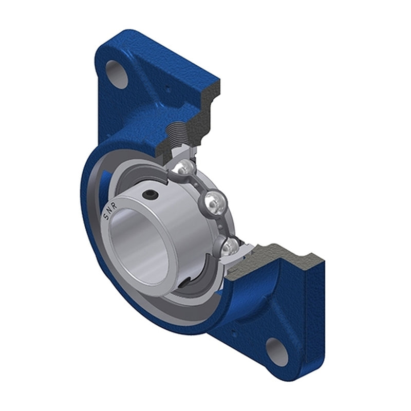 SNR USFE211N Metric Four Bolt Square Cast Iron Flange Housing with 55mm Bore Insert - Allow 2-3 Days