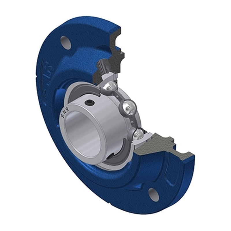 SNR USFEE212 Metric Four Bolt Cast Iron Round Flanged Housing with 60mm Insert - Allow 2-3 Days