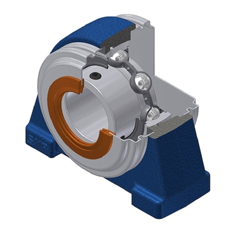 SNR USPAE204CC Threaded Base Small Footprint Metric Pillow / Plummer Block Housing Supplied with 20mm Bore Insert with Narrow Steel Plate Cover - Closed Version - Allow 2-3 Days
