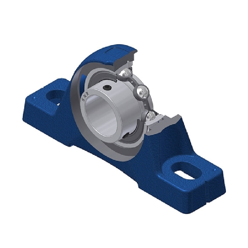 SNR USPE211N Metric Cast Iron Two Bolt Pillow / Plummer Block Housing with 55mm Bore Insert - Allow 2-3 Days