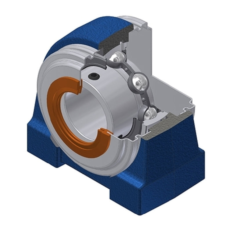 SNR USPG204CO Threaded Base Small Footprint Metric Pillow / Plummer Block Housing with 20mm Bore Insert with Narrow Steel Plate Cover - Open Version - Allow 2-3 Days