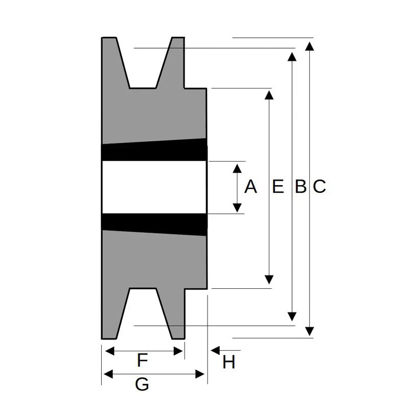 100X1SPA 100mm Pitch Diameter SPA Section Tapered Locking Bush Type Pulley with 1 Groove (Bush not Incl.)