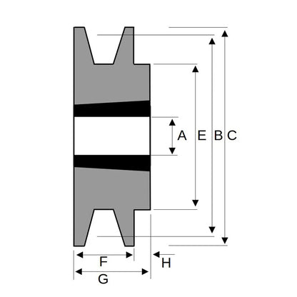 125X1SPA 125mm Pitch Diameter SPA Section Tapered Locking Bush Type Pulley with 1 Groove (Bush not Incl.)
