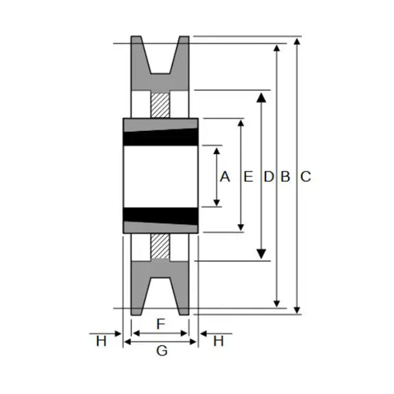 224X1SPA 224mm Pitch Diameter SPA Section Tapered Locking Bush Type Pulley with 1 Groove (Bush not Incl.)