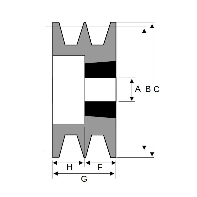 170X2SPA 170mm Pitch Diameter SPA Section Tapered Locking Bush Type Pulley with 2 Grooves (Bush not Incl.)