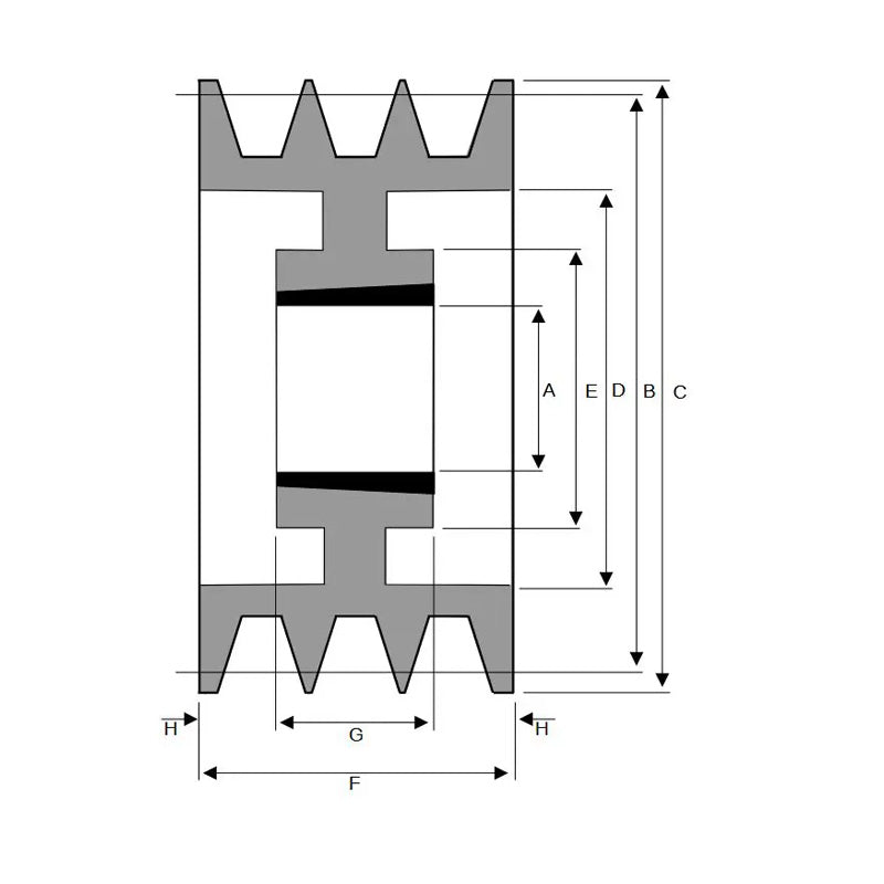 200X3SPA 200mm Pitch Diameter SPA Section Tapered Locking Bush Type Pulley with 3 Grooves (Bush not Incl.)