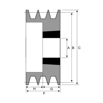 190X3SPA 190mm Pitch Diameter SPA Section Tapered Locking Bush Type Pulley with 3 Grooves (Bush not Incl.)