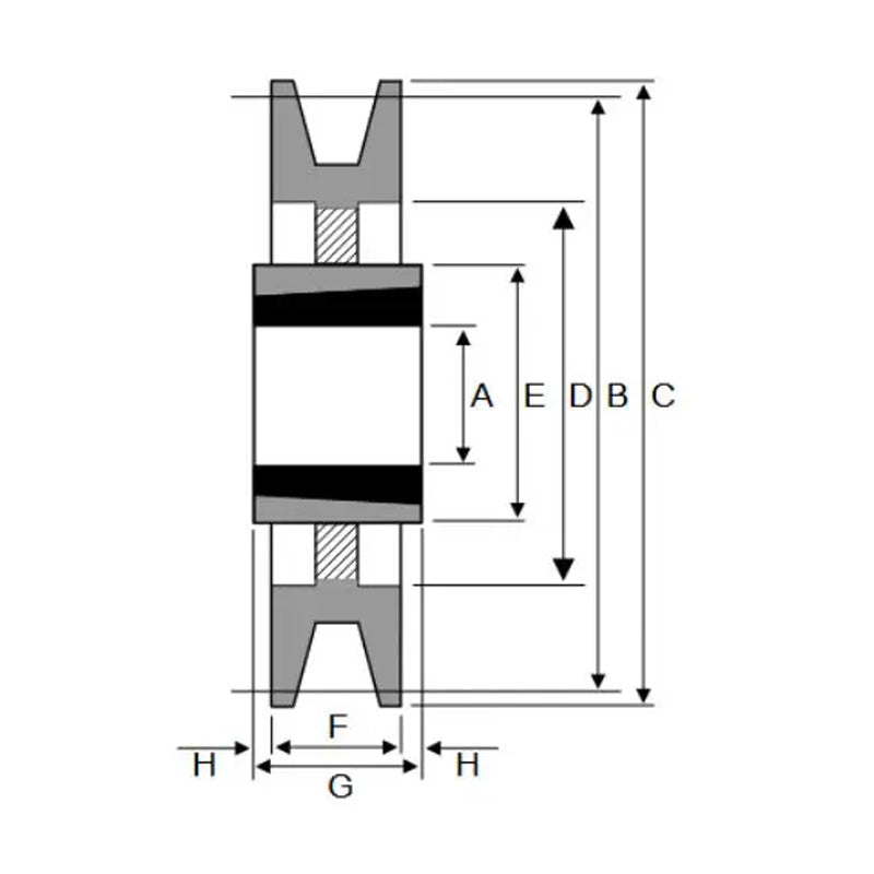 224X1SPB 224mm Pitch Diameter SPB Section Tapered Locking Bush Type Pulley with 1 Groove (Bush not Incl.)
