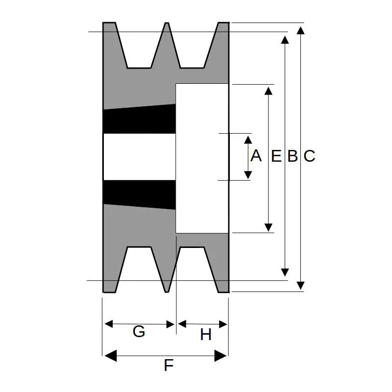 132X2SPB 132mm Pitch Diameter SPB Section Tapered Locking Bush Type Pulley with 2 Grooves (Bush not Incl.)
