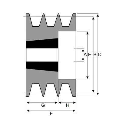140X3SPB 140mm Pitch Diameter SPB Section Tapered Locking Bush Type Pulley with 3 Grooves (Bush not Incl.)