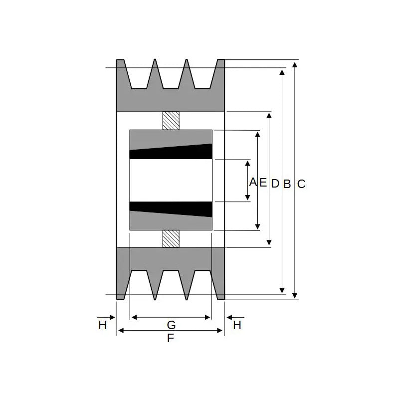 250X3SPB 250mm Pitch Diameter SPB Section Tapered Locking Bush Type Pulley with 3 Grooves (Bush not Incl.)