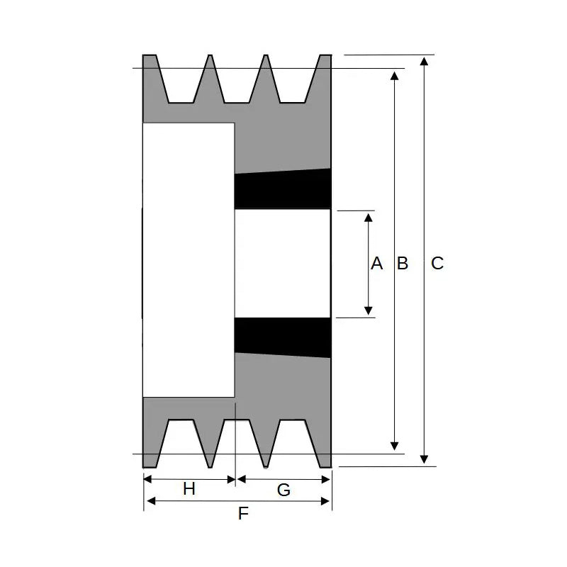 PowerDrive 106X3SPB 106mm Pitch Diameter SPB Section Tapered Locking Bush Type Pulley with 3 Grooves (Bush not Incl.) - Allow 2-3 Days