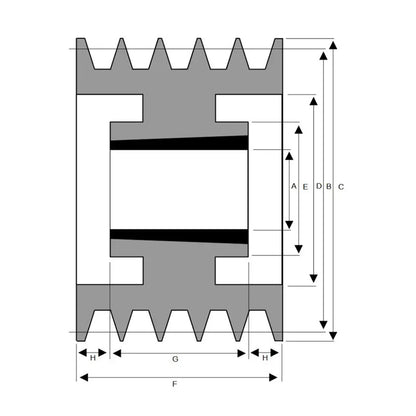300X5SPB 300mm Pitch Diameter SPB Section Tapered Locking Bush Type Pulley with 5 Grooves (Bush not Incl.)