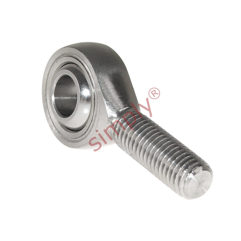 Budget SSPOS12 Right Hand Stainless Steel / PTFE Lined Plain Male Rod End 12mm Bore M12x1.75 Thread