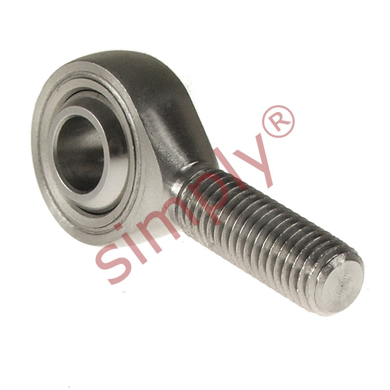 Budget SSPOS14L Left Hand Stainless Steel / PTFE Lined Plain Male Rod End 14mm Bore M14x2 Thread