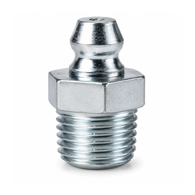 M10x1 Metric DIN 16mm Hardened Mild Steel Zinc Plated White Straight Button Head Grease Fittings - Pack of 500