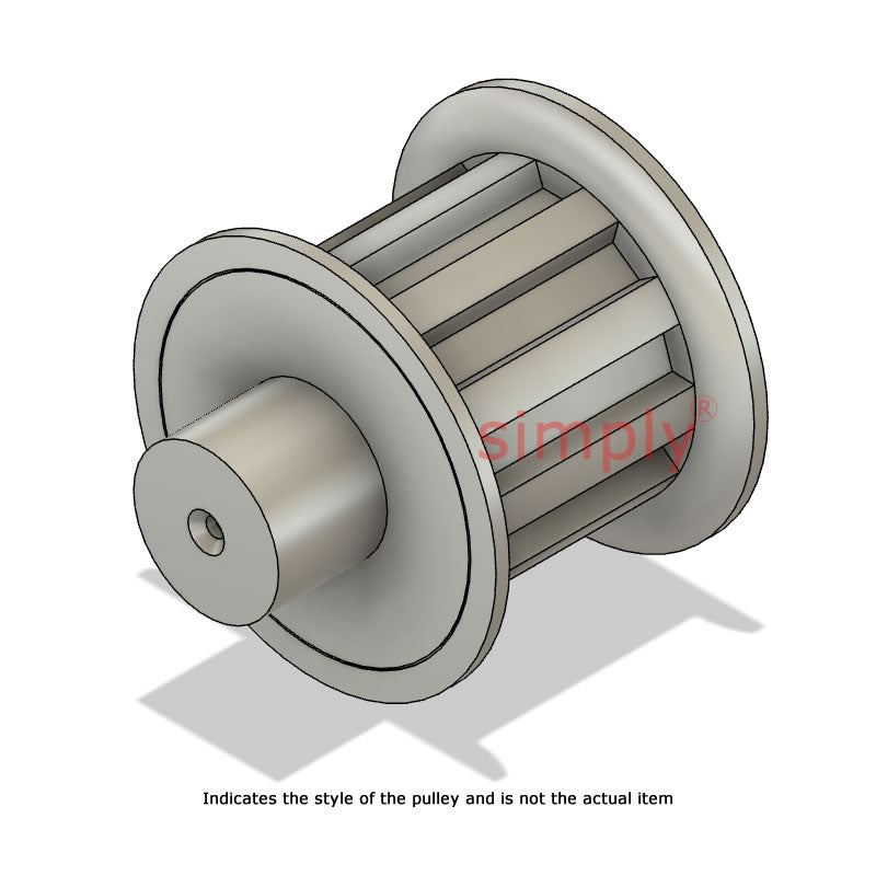 Aluminium Centre Drilled AT5 Timing Pulley with Flanges 5mm Pitch 14 Tooth for 16mm Wide Belts - Overall Width 27mm